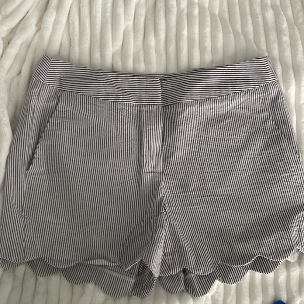 White & Blue Striped Shorts